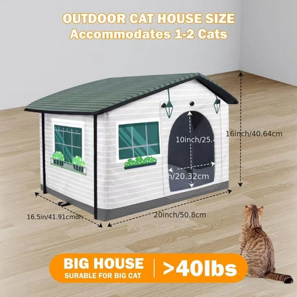 Outdoor Cat House Weatherproof Stray Cat Dog House Waterproof Outdoor Winter Warm Pet Cave Sleeping Beds Home Foldable Washable