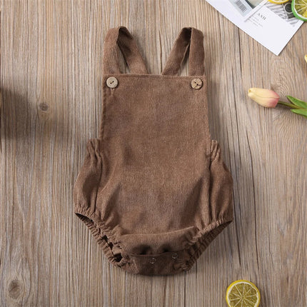 0-24M Baby Romper Boys Girls Summer Clothing Solid Color Corduroy Sleeveless Square Neck Romper Jumpsuits Baby Overalls