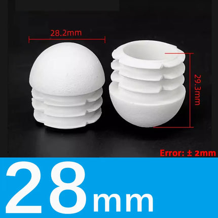Black/White Plastic Round Pipe Plug Tube Non-Slip Chair Leg Foot Dust Cover Domed End Caps Floor Protector Pad Dia 13mm-40mm