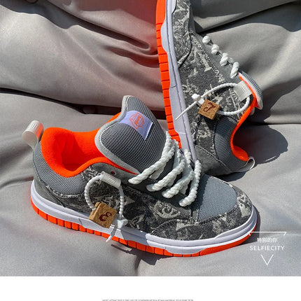 Large Size Men Volcano Gray Low-top Thick Big Tongue Sports Shoes Women Couple Versatile Trend Leisure Skateboarding Shoes