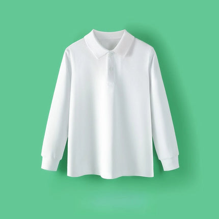 Spring Autumn Tops School Wear Clothing Blue White Cotton T-shirts Kids Boys Girls Polo Shirts 2025 New Arrival Children Casual