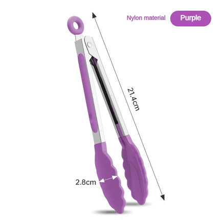 1 Piece High Temperature Resistant Nylon Stainless Steel Food Clip Outdoor BBQ Bread Clip Kitchen Utensil