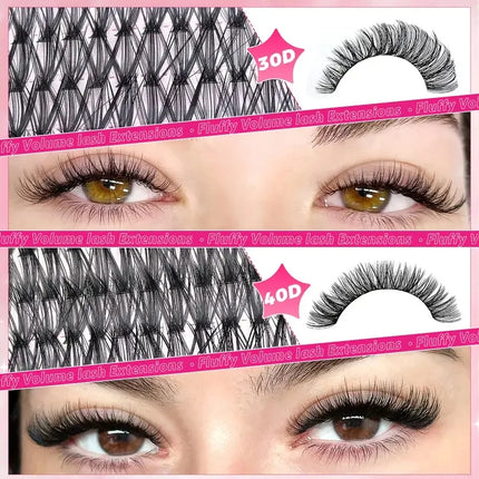 WINKLURE DIY Lashes Extensions Kit 800pcs Lash Clusters 80D/100D Wispy Individual Lashes Mix 9-18mm Cluster Eyelash Extension