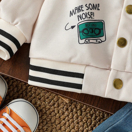 Baby Boys 2025 New Spring Autumn Baby Girls Boys Clothes Cartoon Letter Jacket Fashion Sports Costume Infant Sportswear For 1-3Y