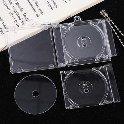 1/50pcs Clear Peripheral Commemorative Album Blank Mini CD Case Pendant For DIY Keychains Backpack Hanging Decoration Keyrings