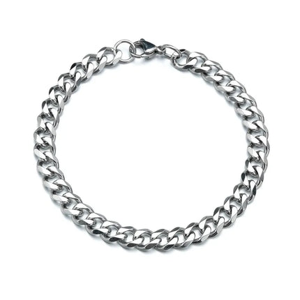 LETAPI Fashion Stainless Steel Curb Cuban Chain Bracelet for Men Women Hip Hop Couple Unisex Wrist Hand Jewelry Gift Party