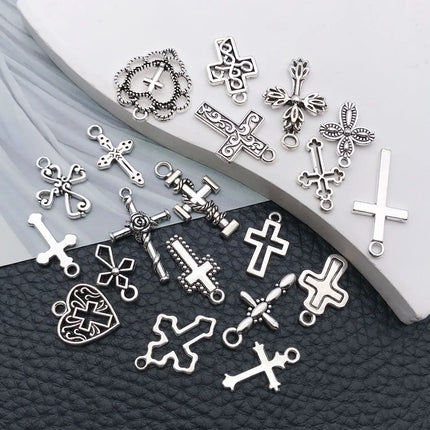 20/100 Styles Antique Silver Crosses - Perfect for Handmade Jewelry like Necklaces, Bracelets & Earrings"