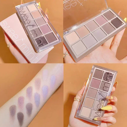 10 Colors Eye Shadow Palette Glitter Pearly Eyeshadow Nude Shiny Long Lasting Waterproof Charming Eyes Make Up Palette Cosmetics