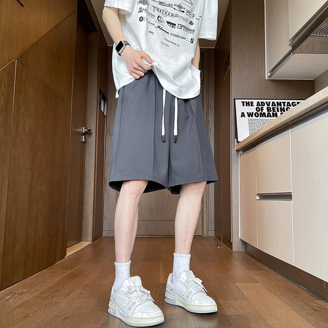 Men's Quick Dry Breathable Solid Color Casual Jogging Shorts Trendy Mid-Length Outdoor Sports Pants Male