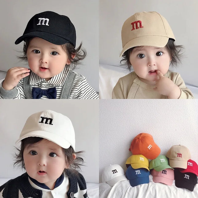 Kids Baseball Cap Children's Hat for Lovely Baby Cotton Breathable Kids Hats Girl Boy Caps M Letter Embroidered Hat for Boy