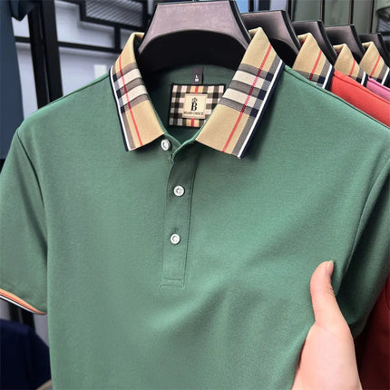 Luxury Brand Man Short-Sleeved Polo Shirt Lapel Button Spring Hot Polo Shirt Business Casual Clean Wrinkle-Resistant Men's Wear