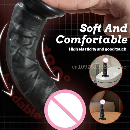 Realistic dildo Black Anal Plug with Suction Cup Penis for Vagina Butt Plug Stimulation Sex Toys for Women Adults Phallus