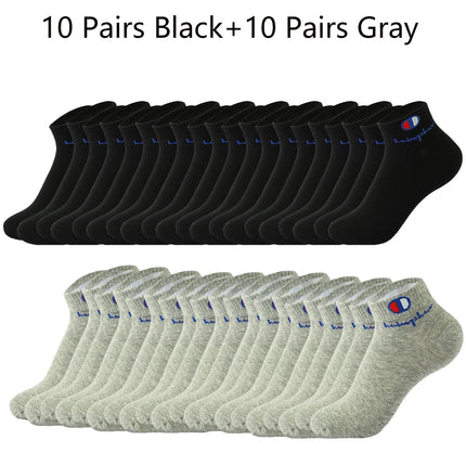 5/10/20 Pairs Men Ankle Socks Cotton Brand Classic Fashion Black White Socks Breathable Mesh Athletic Sports Socks for Summer