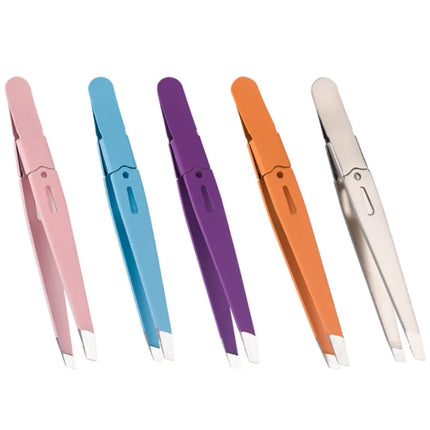 Stainless Steel Slanted Mouth Eyebrow Tweezers Colorful Hair Beauty Fine Hairs Puller Eye Brow Clips Beard Removal Makeup Tools