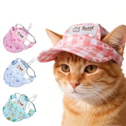 Leaky Ear Sun Protections Pet Sun Hat, Cute Puppy Baseball Hat, Cat Sun Hat,Pet Outdoor Sun Protection Baseball Cap, Adjustable