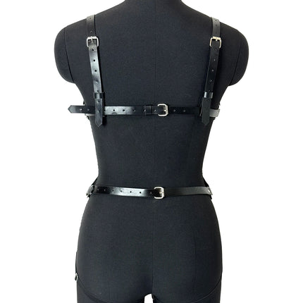 Women PU Leather Harness Set Body Garters Belts Gothic Goth Underwear Suspenders Clothing Accessories