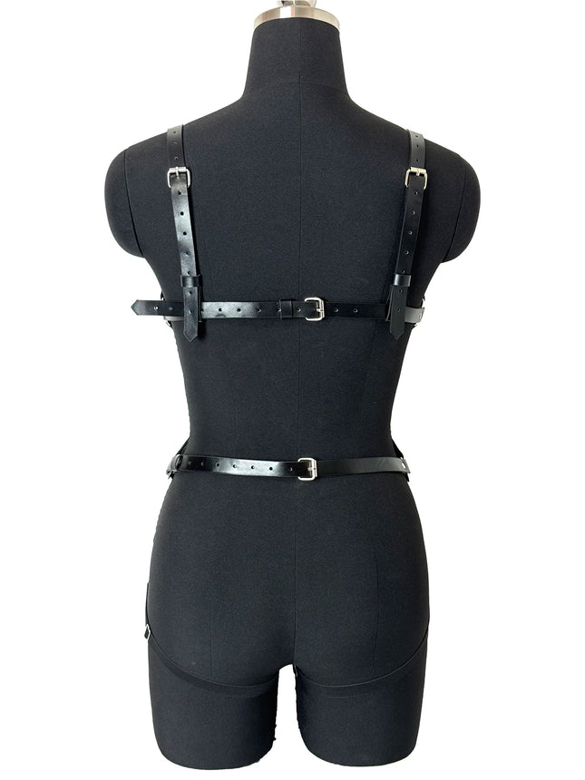 Women PU Leather Harness Set Body Garters Belts Gothic Goth Underwear Suspenders Clothing Accessories