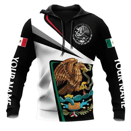 Mexico National Flag Print Hoodies For Men Fashion 3D Eagle Pattern New in Sweatshirts Hip Hop Harajuku Oversized Pullover Tops