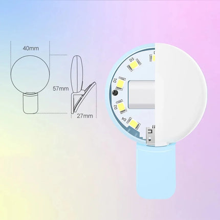 LED Light Mobile Phone Mini Selfie Fill Light Rechargeable 3 Modes Selfie Ring Light Clip-on Brightness Adjustable