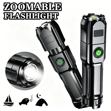 Powerful LED Flashlight USB Rechargeable Torch Waterproof Zoomable Lamp Outdoor Fishing Camping High Lumen Tactical Flashlight