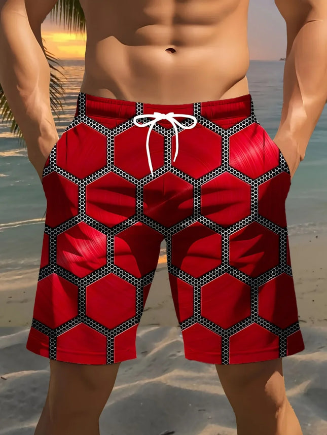 2026 New Fashion Summer Men's Shorts Personalized 3D Print Geometric Beach Style Streetwear Casual Hawaiian Vacation Y2k Shorts