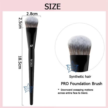47 Foundation Brush Broom Shadow Liquid Cream Blending Blush Foundation Brush  Angled Professional Makeup Brush Cosmetic Tool