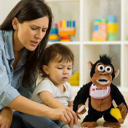 Crying Gorilla Electric Moving Monkey Eating Banana Collection Magnetic Monkey Appease Soft Guarding Food Car Home Gift
