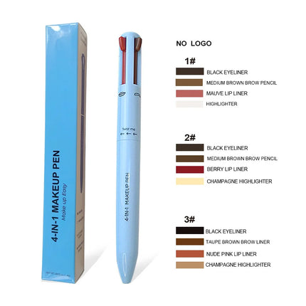 4 in 1 Long-lasting Vegan Makeup Pen Face Eye Makeup Beauty Pencil Eyebrow Eyeliner Lip Liner Highlighter Pen