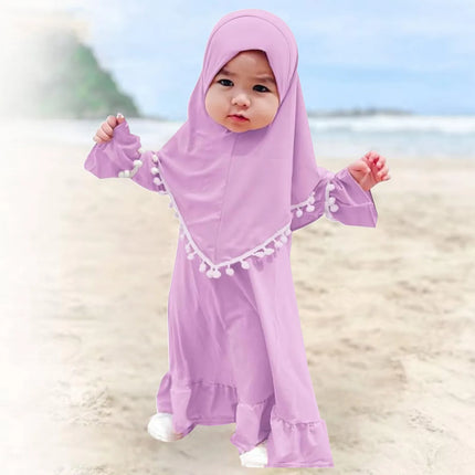 Little Girls Crop Top Girl Muslim Dress With Hijab For Newborn Infant Baby Girls Prayer Dress Muslim Little Girl Clothes Size 6