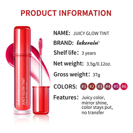 Lakerain Juice Mirror Water Light Lip Glaze Sugar Version Moisturizing Mirror Dudu Lip Gloss Hydrating Lip Gloss Female Cosmetic