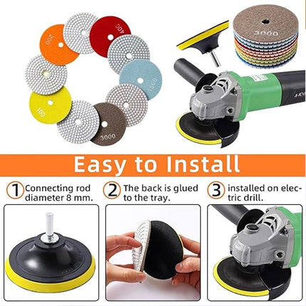 Top！1-20Pcs 3/4/5/6/7Inch Diamond Polishing Pads Wet/Dry Flexible Pads For Granite Stone Concrete Marble Sanding Grinding Discs