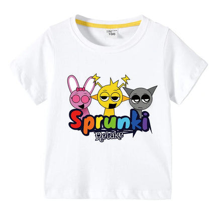 Cartoon Sprunki T Shirt Kids Incredibox Cotton T-shirts Toddler Girls Short Sleeve Tops Boys Summer Clothes Children's Clothing