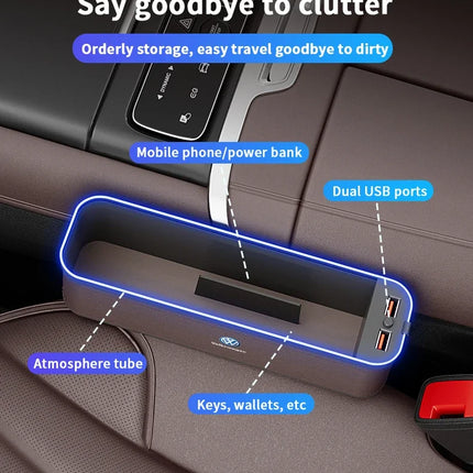Car USB Charging Multifunction Seat Crevice Storage Box For Volkswagen Amarok Tiguan Polo Jetta GTI Golf Passat Touareg Magotan