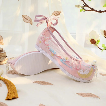 Chasing Moon Hot Sale Of The Season New Style Ming Dynasty Hanfu Shoes National Style Upturned Head Cotton Shoes Ancient Wedding
