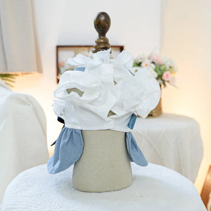 Sea Breeze Holiday Denim Dress Pet Clothes Dog Cat Anti-Hair Loss Summer Blue Dress