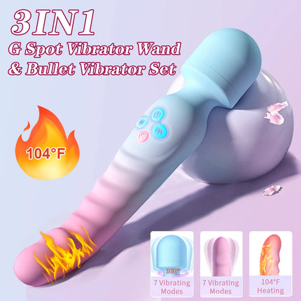 G Spot Vibrator Female Clitoral Stimulator AV Magic Wand Dildo Waterproof Heating Wand Massager for women and Couples