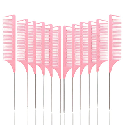 Sharp tail comb set, professional anti-static hair dye comb, hair cutting steel needle comb,special for real hair wigs