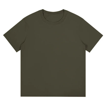 Combed cotton 240g heavy-duty pure cotton double yarn short sleeved t-shirt men's trendy brand solid color round neck top