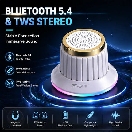 Portable Bluetooth Speaker Wireless Magnetic Knob Speakers TWS Mini Audio Player With Colorful LED Light Stereo Surround Sound