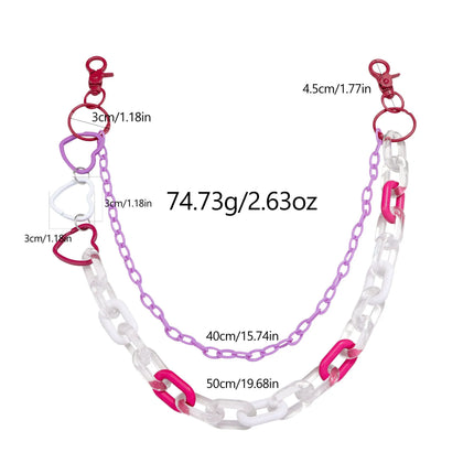 Doulbe Layered Pink Color Strawberry Resin Chain Keychains Women Girls Hip Hop Waist Chain Pants Trousers Chain Bohemian Jewelry