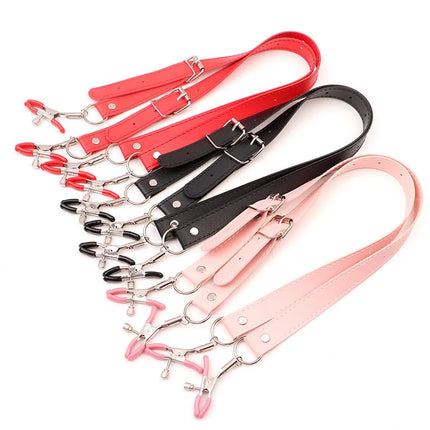 Sexy Flirt Labia Spreader Clip Breast Nipple Clamps Leather Bdsm Bondage Slave Fetish Erotic Tool Sex Toys For Women Adult Games