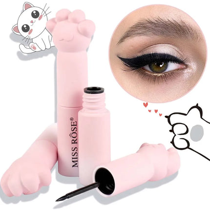 Pink Cat Paw Black Liquid Eyeliner Pen Fast Drying Long-lasting Smudge Proof Makeup Holding Premium Eye Liner Pen Eye Cosmetics