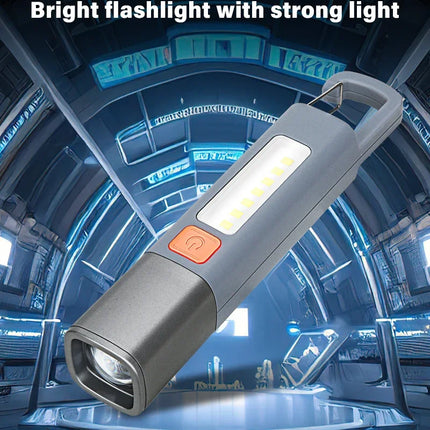 Strong Lighting ABS Flashlamp USB Rechargeable Zoomable Waterproof Outdoor EDC Torch with Hook  Long-range Emergency Lantern