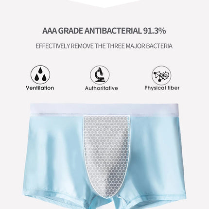 MiiOW 4Pcs Lot Men Boxer Shorts Graphene Antibacterial Ice Silk Underwear Man Boxershorts Seamless Breathable Male Panties L-5XL