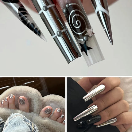 AWStorG 5ML Super Silver Metallic Gel Nail Polish Metal Effect Painting Gel Chromes Varnis Semi Permanent for Nail DIY