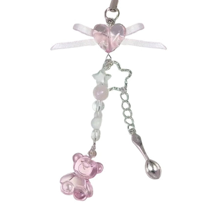 Bowknot Phone Chain Angel Wing Pendant Keychain Sweet Cool Phone Lanyard Acrylic Keyring Bag Ornament