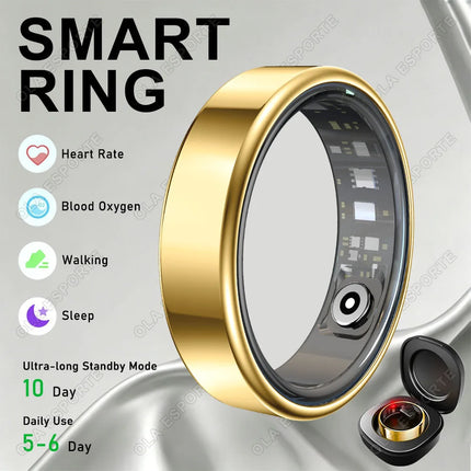 NEW Smart Ring Blood Pressure Heart Rate Sleep Monitoring Smartring IP68 & 5ATM Waterproof Multi-sport Mode Smartring Man Women