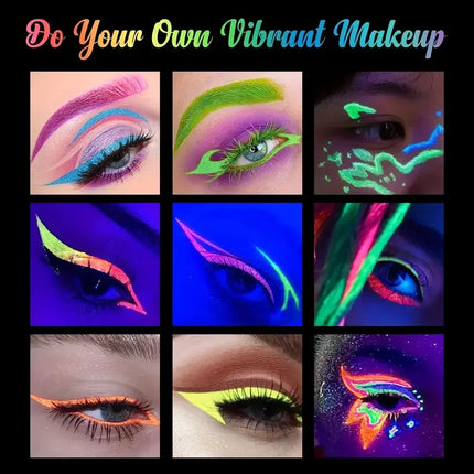 6pcs Glow in the Dark Face,Body Paint Set,Shimmer Liquid Eyeliner, Neon Fluorescent Makeup Sticks for Halloween,Music Festivals