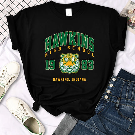 Hawkins High School 1983 Printed Women T-Shirt New Harajuku Tee Shirts Street Fashion Streetwear Casual Crewneck Clothing