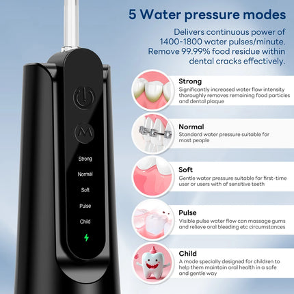 INSMART Water Flosser Dental Portable Oral Irrigator Water Flosser Teeth Whitening Waterproof Water Floss 270ML Teeth Cleaner